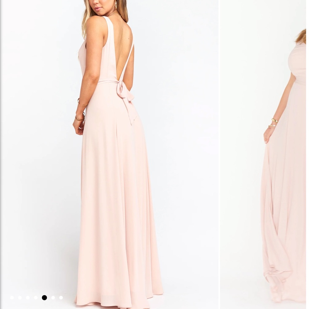 Dusty Rose Light Pink Maxi Bridesmaids Dress